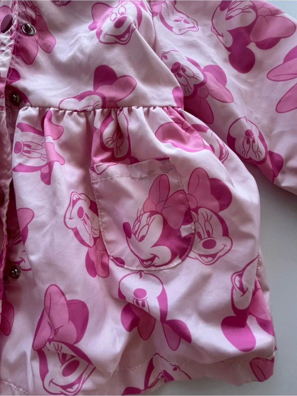Disney Junior, Minnie Mouse fleece lined pink windbreaker/weather hooded jacket